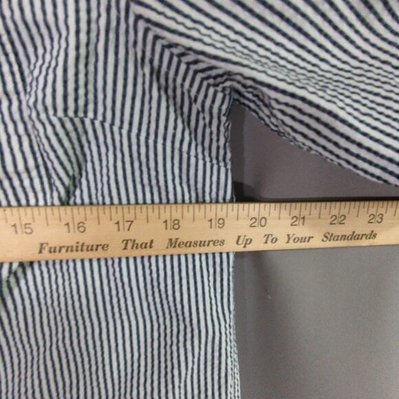 LL Bean Shirt Womens S Black White Stripe Seersucker Button Up - Picture 3 of 5
